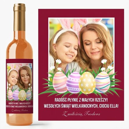 Wino z indywidualnym nadrukiem ze zdjęciem i wiadomością na Wielkanoc