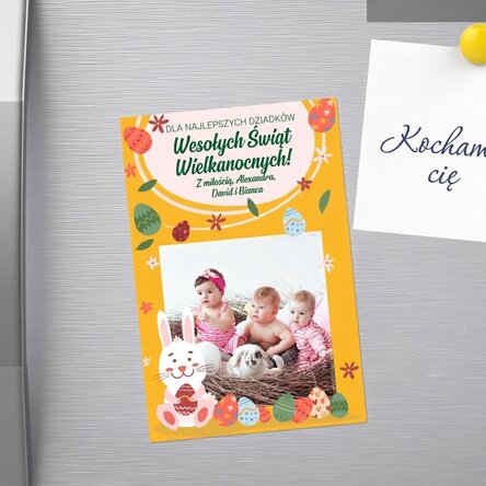 Spersonalizowany magnes 10 x 15 cm z napisem i zdjęciem – Wesołych Świąt Wielkanocnych