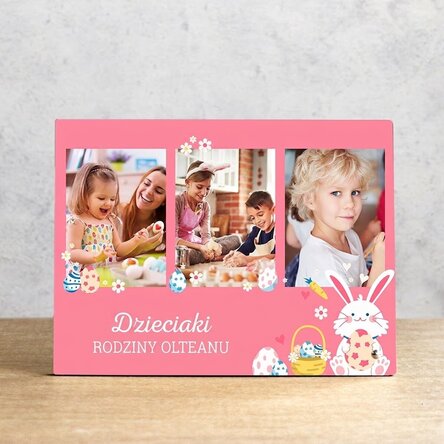 Spersonalizowana ramka na zdjęcia na biurko z 3 zdjęciami i napisem dla dzieci – Bunny