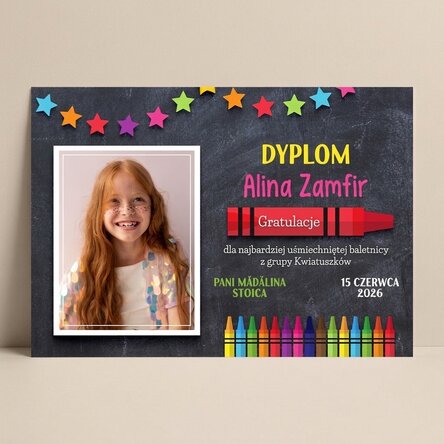 Spersonalizowany dyplom z tekstem i zdjęciem dla najmłodszych