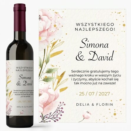 Wino z indywidualnym napisem – Życzenia dla nowożeńców
