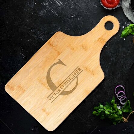 Personalised chopping board with monogram and name