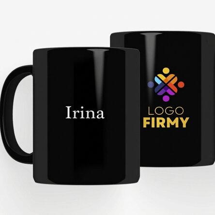 Spersonalizowany czarny kubek z logo i imieniem