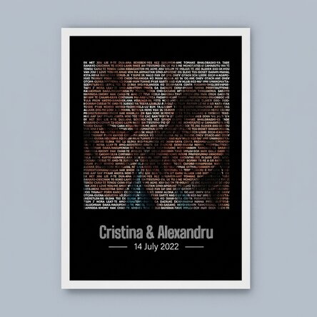 Personalised painting with a photo and text - I love you in 100 languages