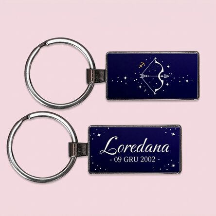 Spersonalizowany brelok z napisem i znakiem zodiaku – Strzelec