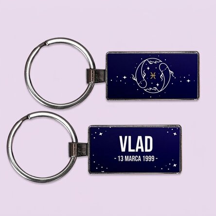 Spersonalizowany brelok z napisem i znakiem zodiaku – Ryby