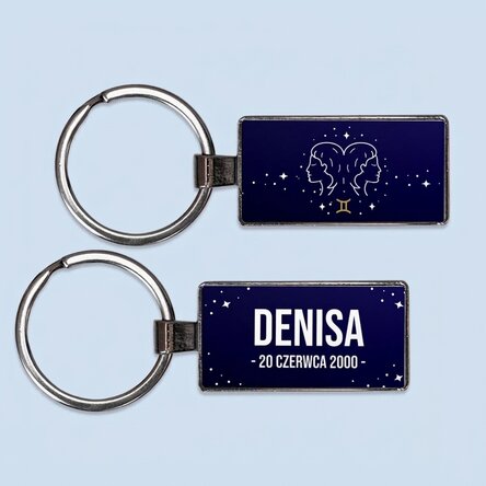 Spersonalizowany brelok z napisem i znakiem zodiaku – Bliźnięta