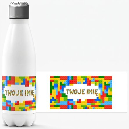 Termos z białą podstawą, spersonalizowany imieniem – Lego