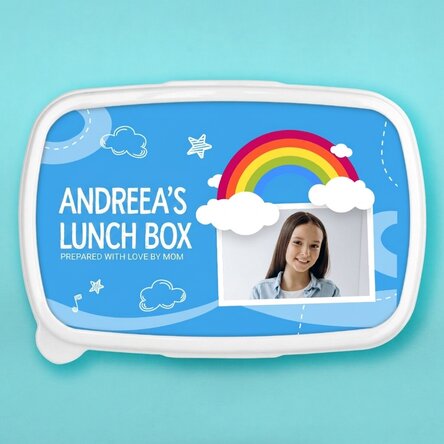 Lunch box, personalised with a photo and name - Rainbow model