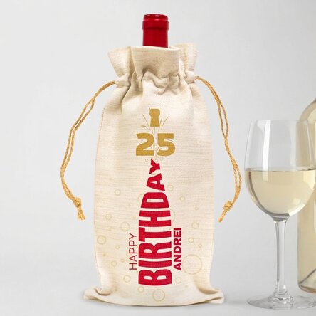 Personalised wine bottle bag - Happy Birthday