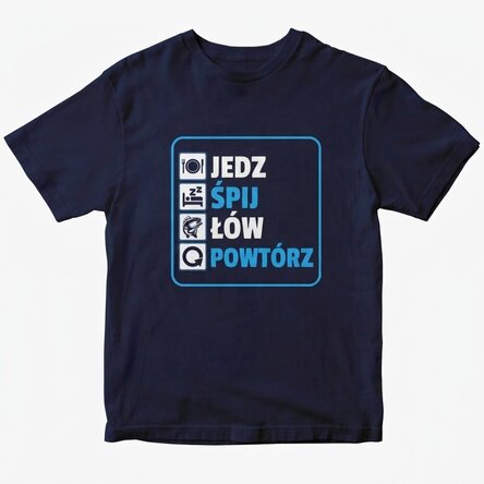 Koszulka z nadrukiem na zamówienie – „Eat sleep fish repeat”