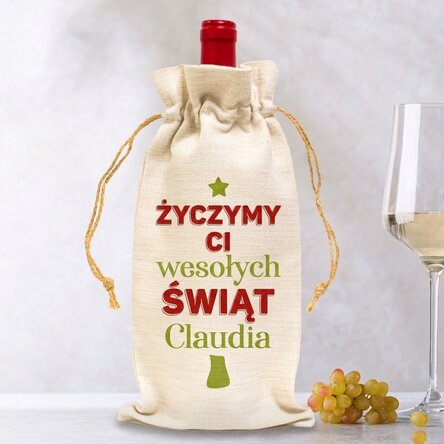 Spersonalizowana torba na butelkę wina – We wish you a Merry Christmas