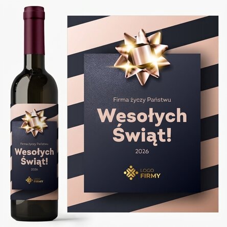 Wino z indywidualnym nadrukiem z logo i napisem – prezent świąteczny