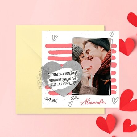 Spersonalizowana karta do zdrapania z wiadomością i zdjęciem – Love