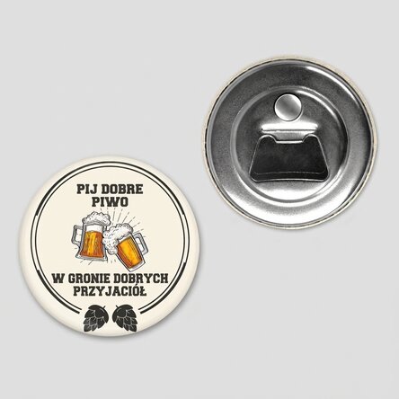 Otwieracz do butelek z magnesem, spersonalizowany napisem – „Good beer with good friends”