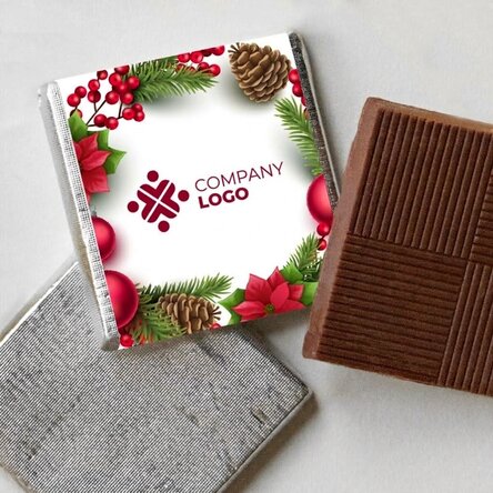 Personalised mini chocolate with logo and message - Happy Holidays!