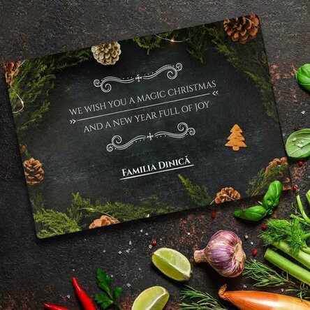 Personalised glass chopping board with text - The Magic of Christmas