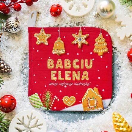 Spersonalizowana podstawka pod gorący garnek z imieniem dla dziadków – Christmas Gingerbread