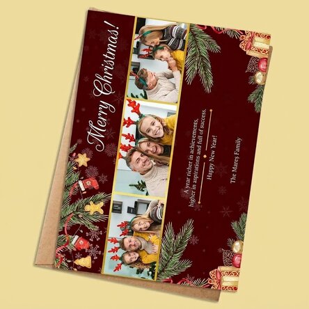 Personalised Christmas card with 3 photos and text - Family gift