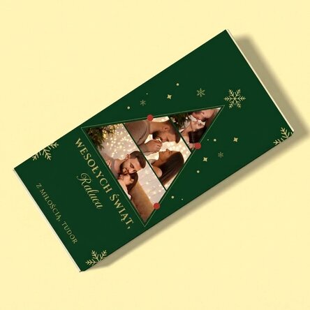 Spersonalizowana czekolada z 3 zdjęciami i świąteczną wiadomością – Christmas tree