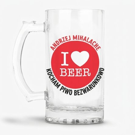 Kufel do piwa z indywidualnym napisem – „I love beer”