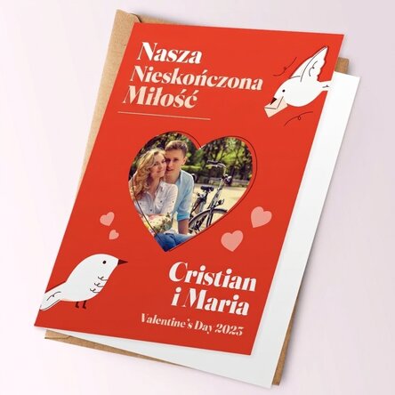 Spersonalizowana kartka z życzeniami ze zdjęciem i wiadomością – Nasza nieskończona miłość