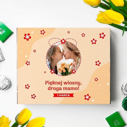Pudełko cukierków z indywidualnym nadrukiem ze zdjęciem i wiadomością
