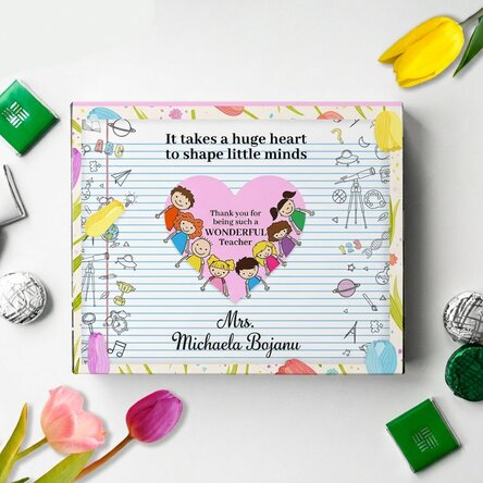 Personalised box of chocolates with message for teachers - Heart