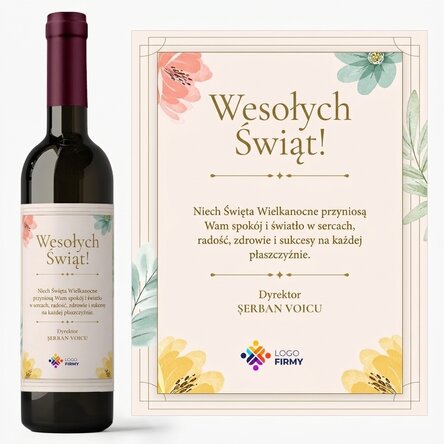 Wino z indywidualnym nadrukiem i logo – Wesołych Świąt Wielkanocnych!