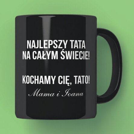 Spersonalizowany czarny kubek z napisem