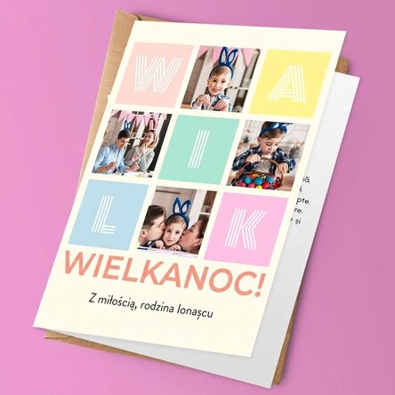 Spersonalizowana kartka z 4 zdjęciami i wiadomością – Wesołych Świąt Wielkanocnych!