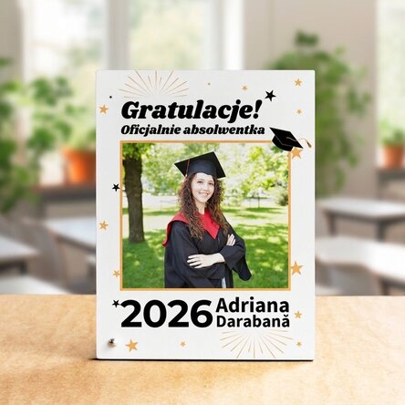 Spersonalizowana ramka na zdjęcie na biurko ze zdjęciem i napisem – Oficjalna absolwentka
