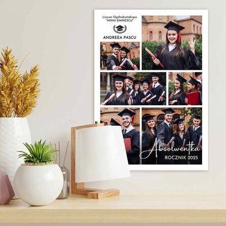 Spersonalizowany plakat z 6 zdjęciami i tekstem – Ukończenie szkoły