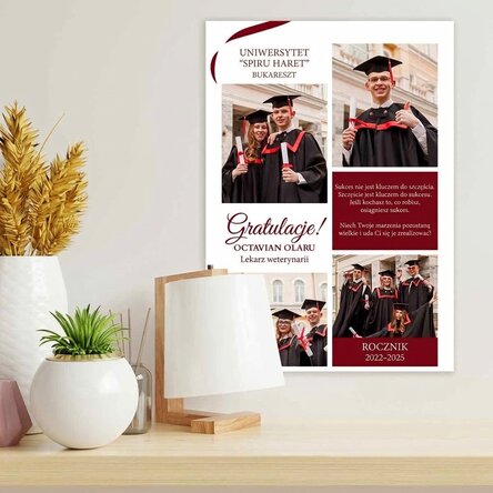 Spersonalizowany plakat z 4 zdjęciami i napisem – Ukończenie szkoły