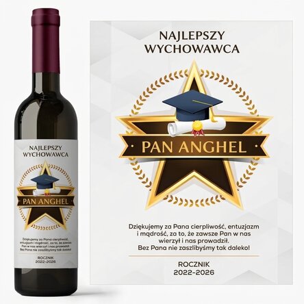 Wino z indywidualnym napisem z podziękowaniami dla nauczycieli
