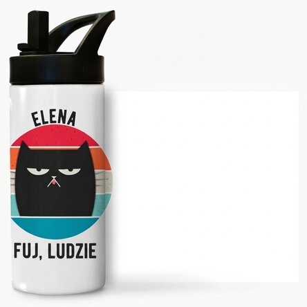 Termos z uchwytem i słomką, spersonalizowany imieniem – Ew, people