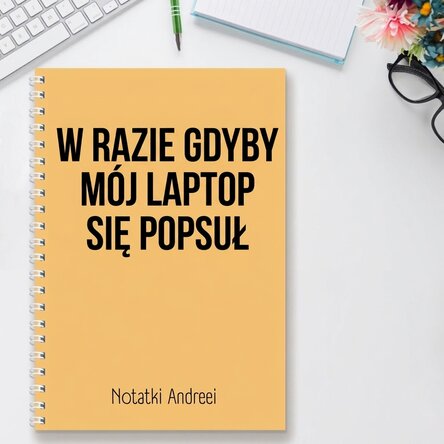 Notes z tekstem na zamówienie – Broken Laptop