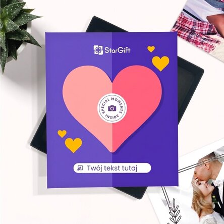 Pudełko z pamiątkami – 32 zdjęcia z dedykacją – model premium Love