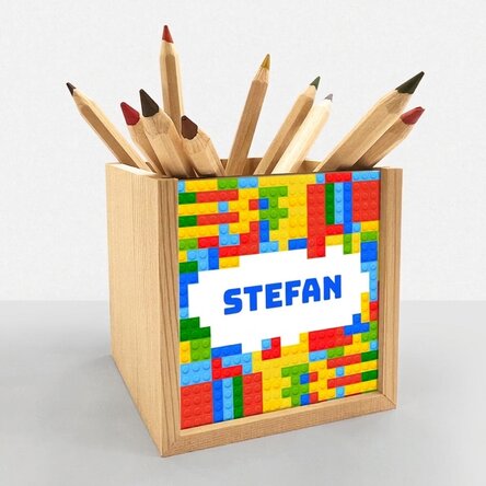 Spersonalizowany stojak na ołówki z imieniem – Lego