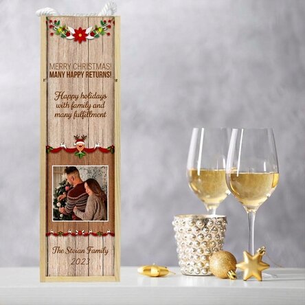 Personalised wine box with photo and text - Christmas design