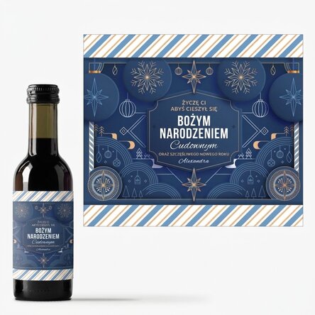 Mała buteleczka wina z indywidualnym napisem – Blue Christmas