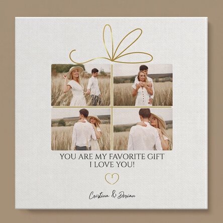 Personalised canvas print with 4 photos and text - Memories as a gift