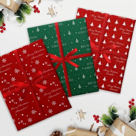 Personalised gift wrapping paper with Christmas text