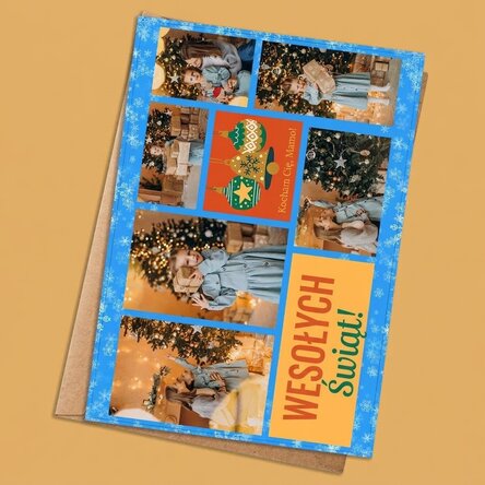 Spersonalizowana kartka z 6 zdjęciami i tekstem – Holly Jolly