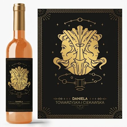 Wino z indywidualnym napisem i znakiem zodiaku – Bliźnięta