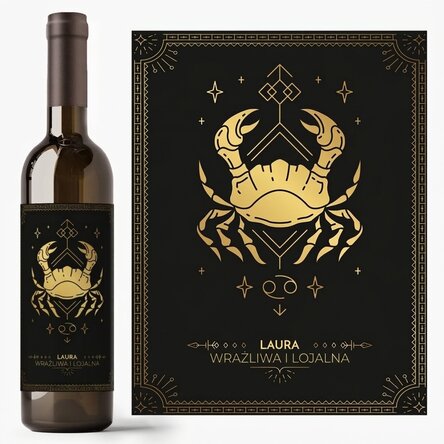Wino z indywidualnym napisem i znakiem zodiaku – Rak