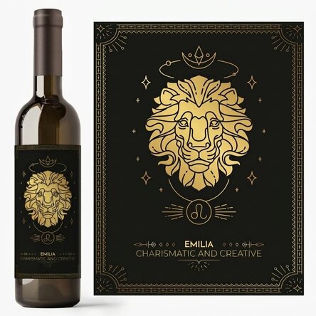 Personalised wine with text and zodiac sign - Leo