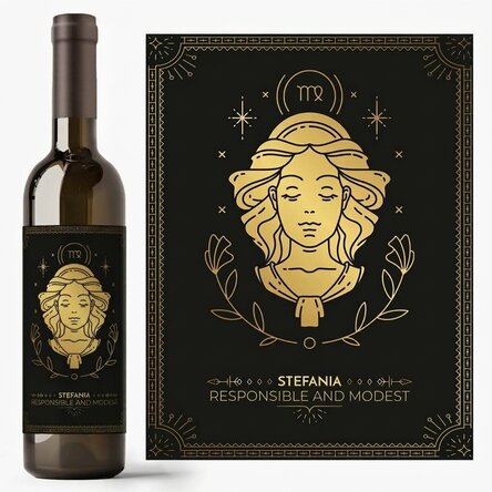 Personalised wine with text and zodiac sign - Virgo