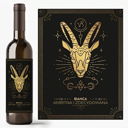 Wino z indywidualnym napisem i znakiem zodiaku – Koziorożec