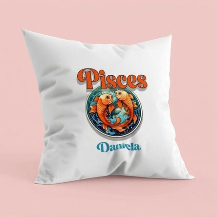 Personalised cushion with name and zodiac sign - Pisces